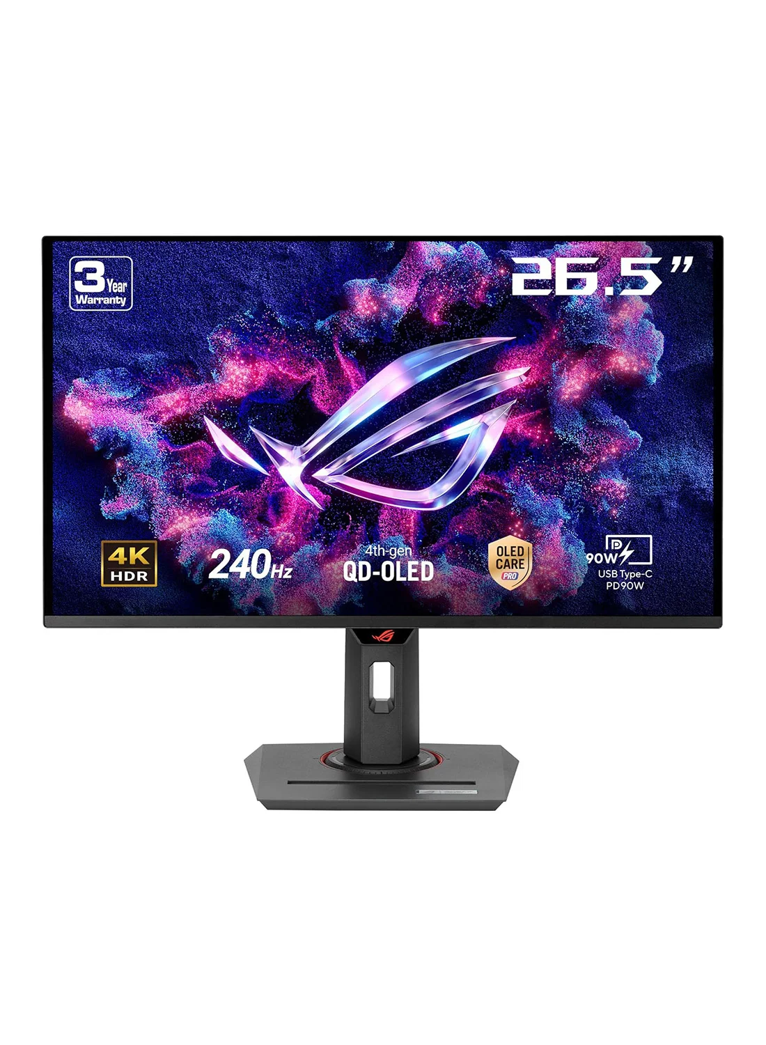 Premium 27 Inch 4K UHD QD-OLED Gaming Monitor, 240Hz Refresh Rate, 0.03ms Response Time, HDR 400, USB-C 90W PD, Adjustable Ergonomic Stand (Black, 27 Inch) cgi9c