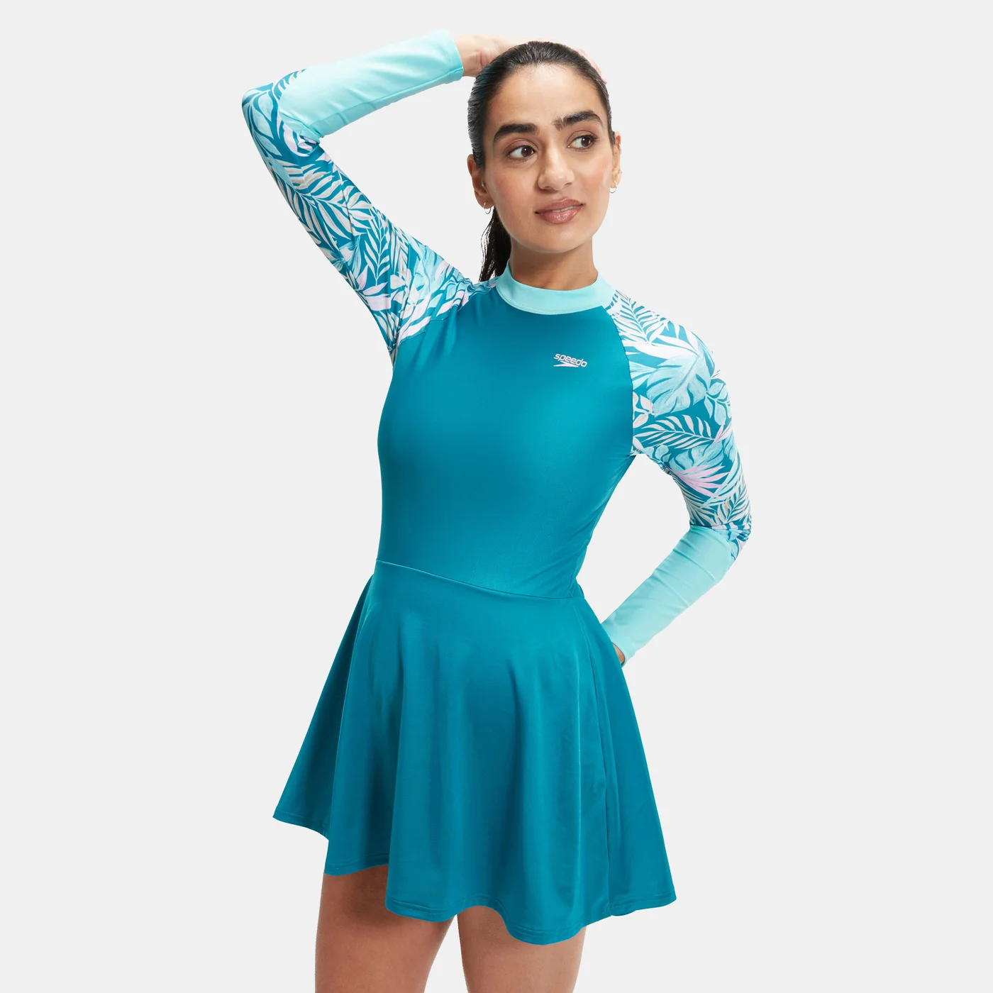 Premium Long Sleeve Swimming Dress for Women (Blue, One Size) g7dkn