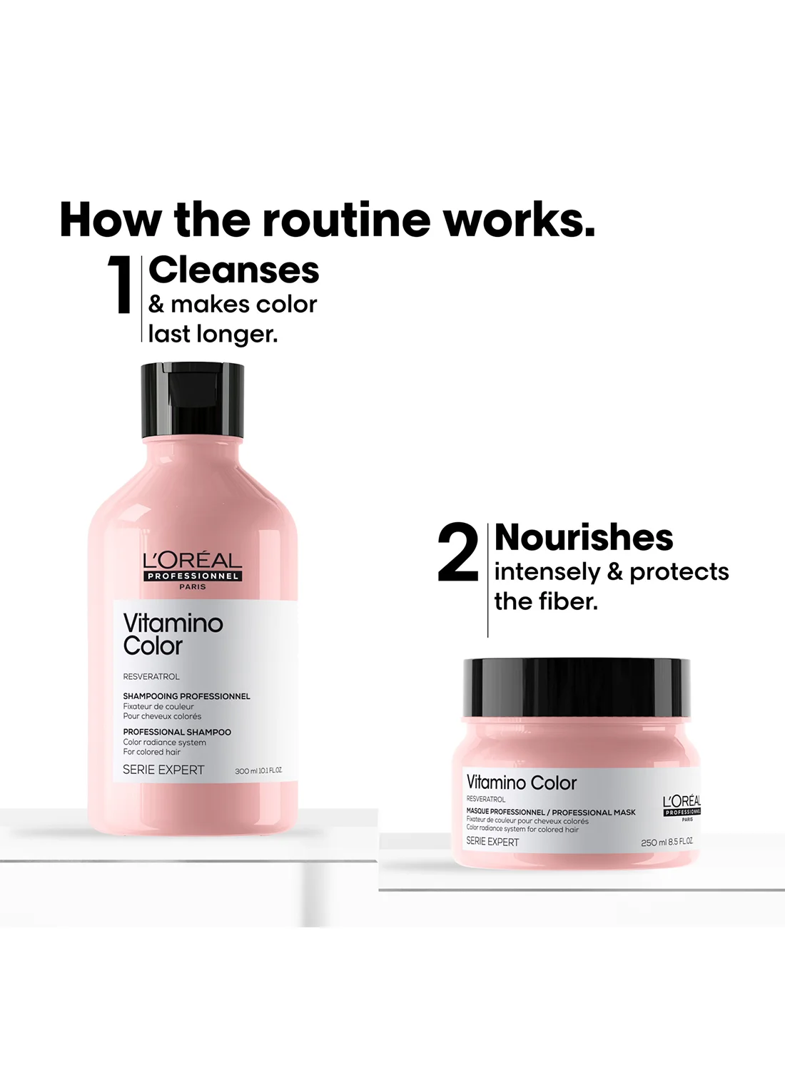 Professional Color Radiance Hair Care Duo Set (Shampoo 300 mL, Mask 250 mL) For Color-Treated Hair y49ut