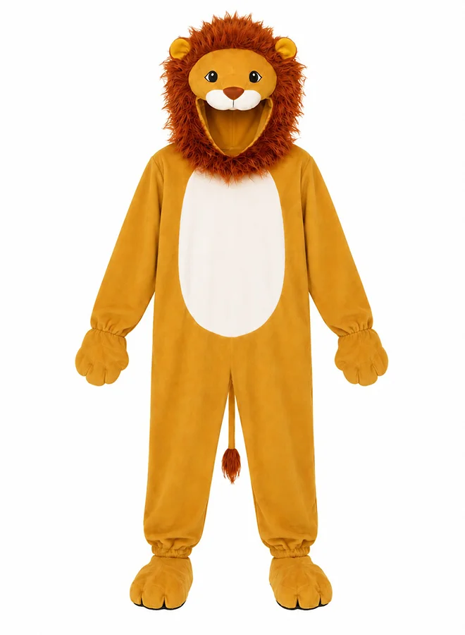 Toy Land Lion Animal Costume with Hood Jungle Safari Fancy Dress Outfit for Kids (Yellow, 12-13 Years) 1t6oz