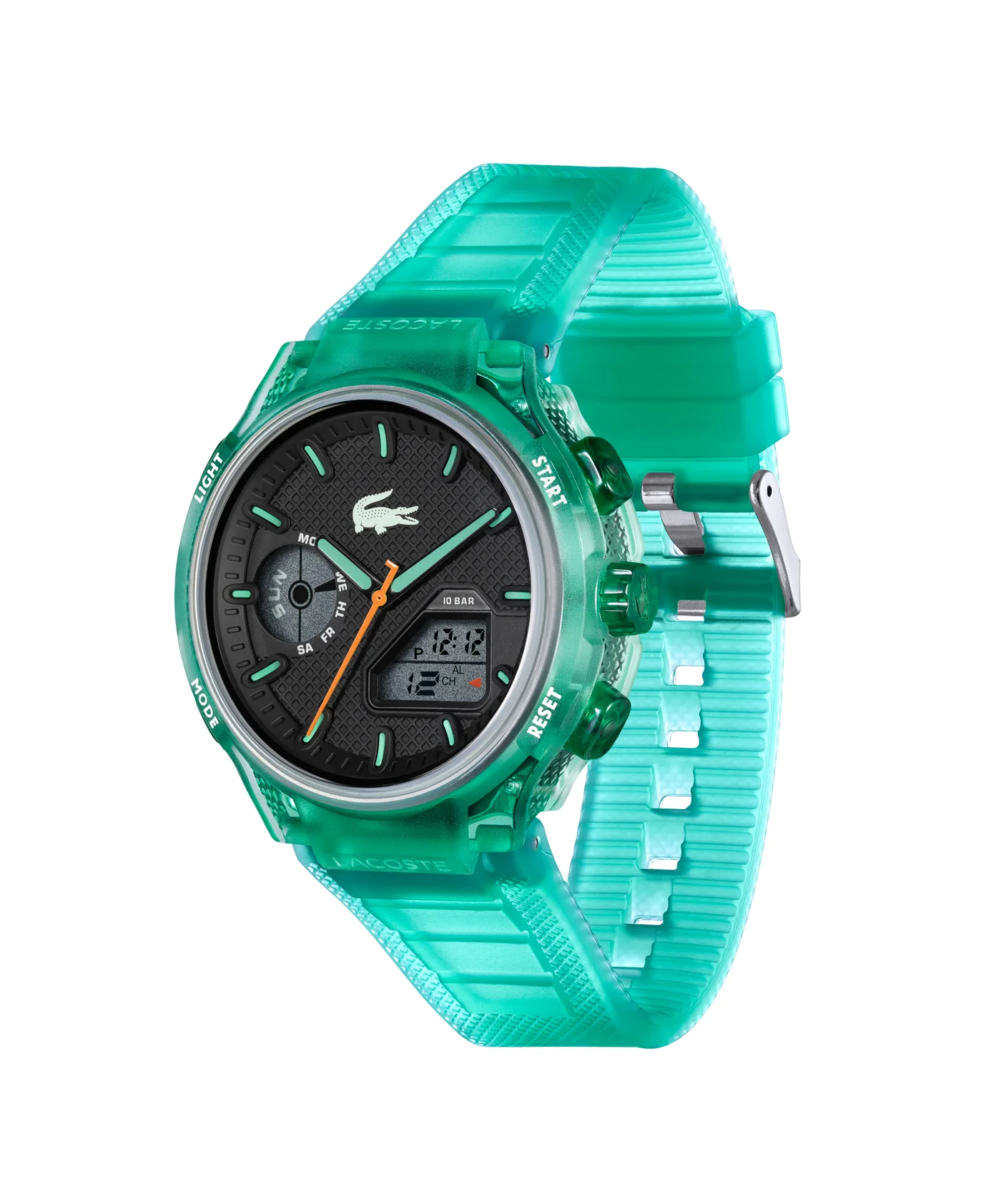 Premium Analog-Digital Men's Watch with Stainless Steel and Green TR90 Case (Green, 44mm) wk5fp