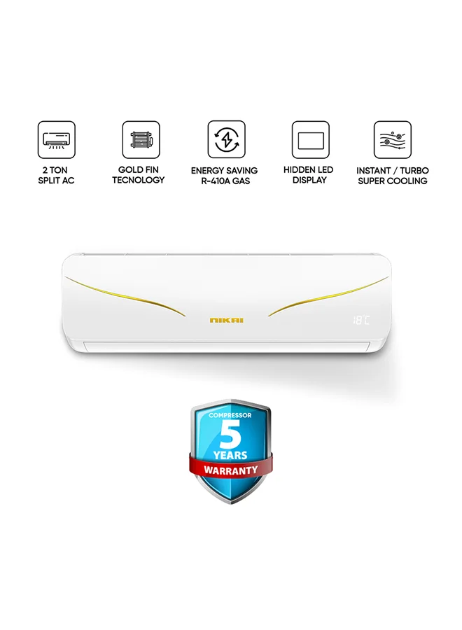Nikai 2 Ton Split Air Conditioner with T3 Tropical Rotary Compressor and Gold Fin Technology (24000 BTU, White) ij4ep