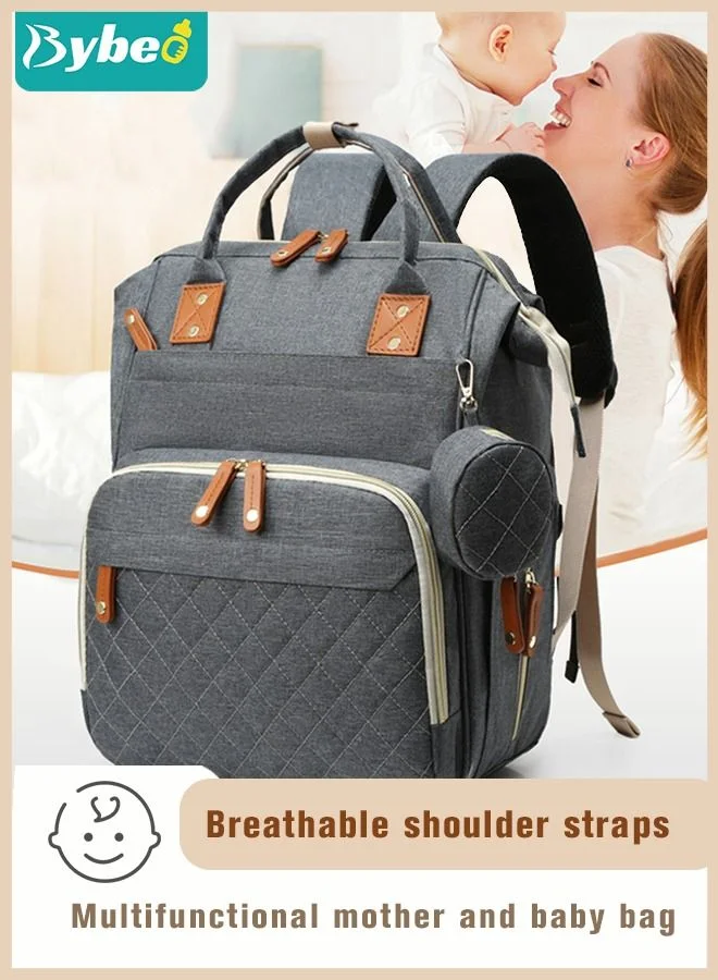 Bybeo Diaper Bag Backpack Multifunction Travel Maternity Changing Bag (Large Capacity, Waterproof, Grey) mkm7n