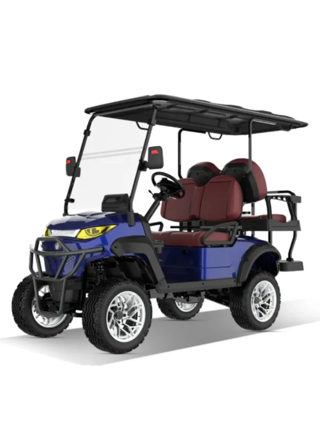 SUNCART 4-Seater Electric Golf Cart with Touch Screen Dashboard and Hydraulic Brakes (Blue) z0tvz