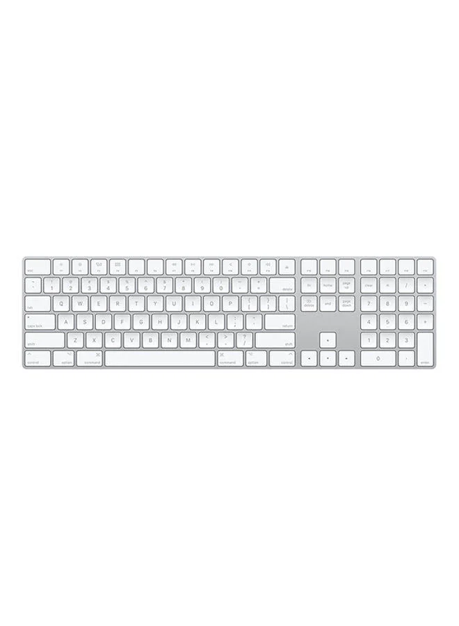 Premium Smart Wireless Keyboard with Numeric Keypad Full-Size Ergonomic Layout (White) zanwk