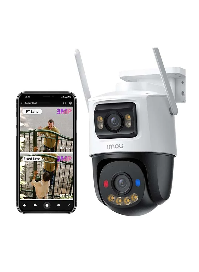 IMOU Cruiser Dual 2 Outdoor Security Camera (6MP Dual-Lens, Wi-Fi 6, AI Detection, IP66 Weatherproof, Color Night Vision, Red) yu98t