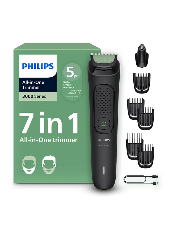 Professional All-in-One Grooming Kit 7-in-1 Beard Hair and Nose Trimmer (Black, Cordless) wwxrf