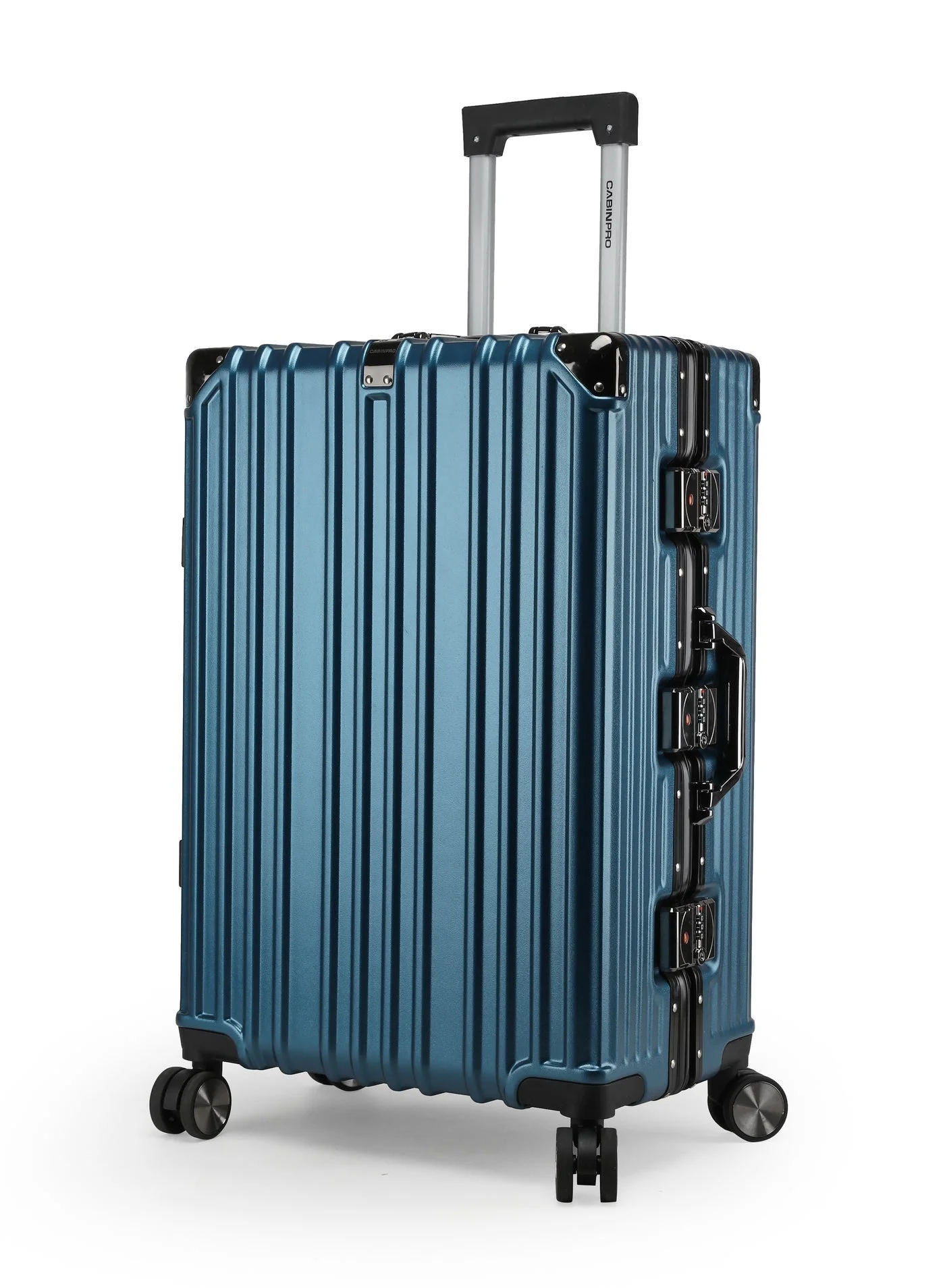 CABINPRO Premium Polycarbonate Hard Shell Luggage Medium Checked Suitcase with Aluminum Frame and 360 Degree Spinner Wheels (Dark Blue, 65 cm) gkyx1
