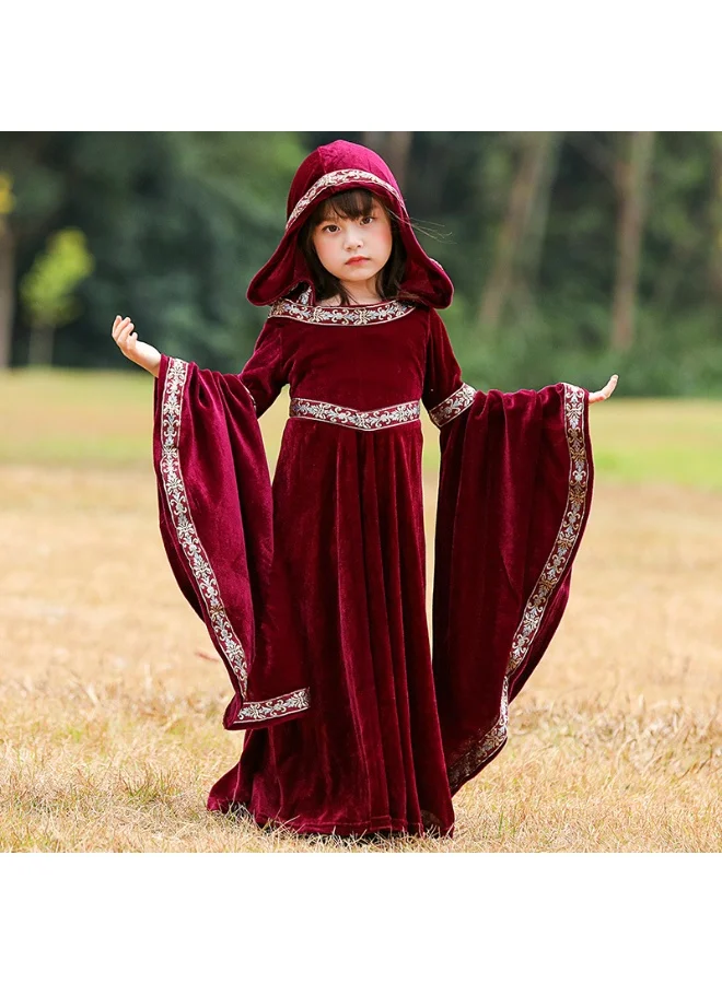 NIBEMINENT Medieval Retro Court Dress Vintage Style Little Red Riding Hood Costume for Women (Red) 4qp6e