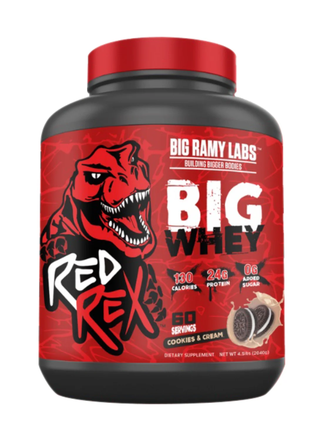 RED REX Whey Protein Powder Cookies & Cream Flavor Premium Muscle Support (2.04 kg) tegag