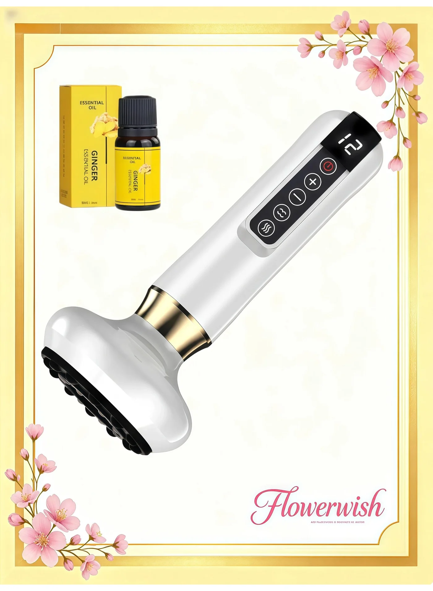 Flowerwish Handheld Negative Pressure Cupping Massager Cordless Electric Body Shaping Device with 12 Suction Modes (White) hegql
