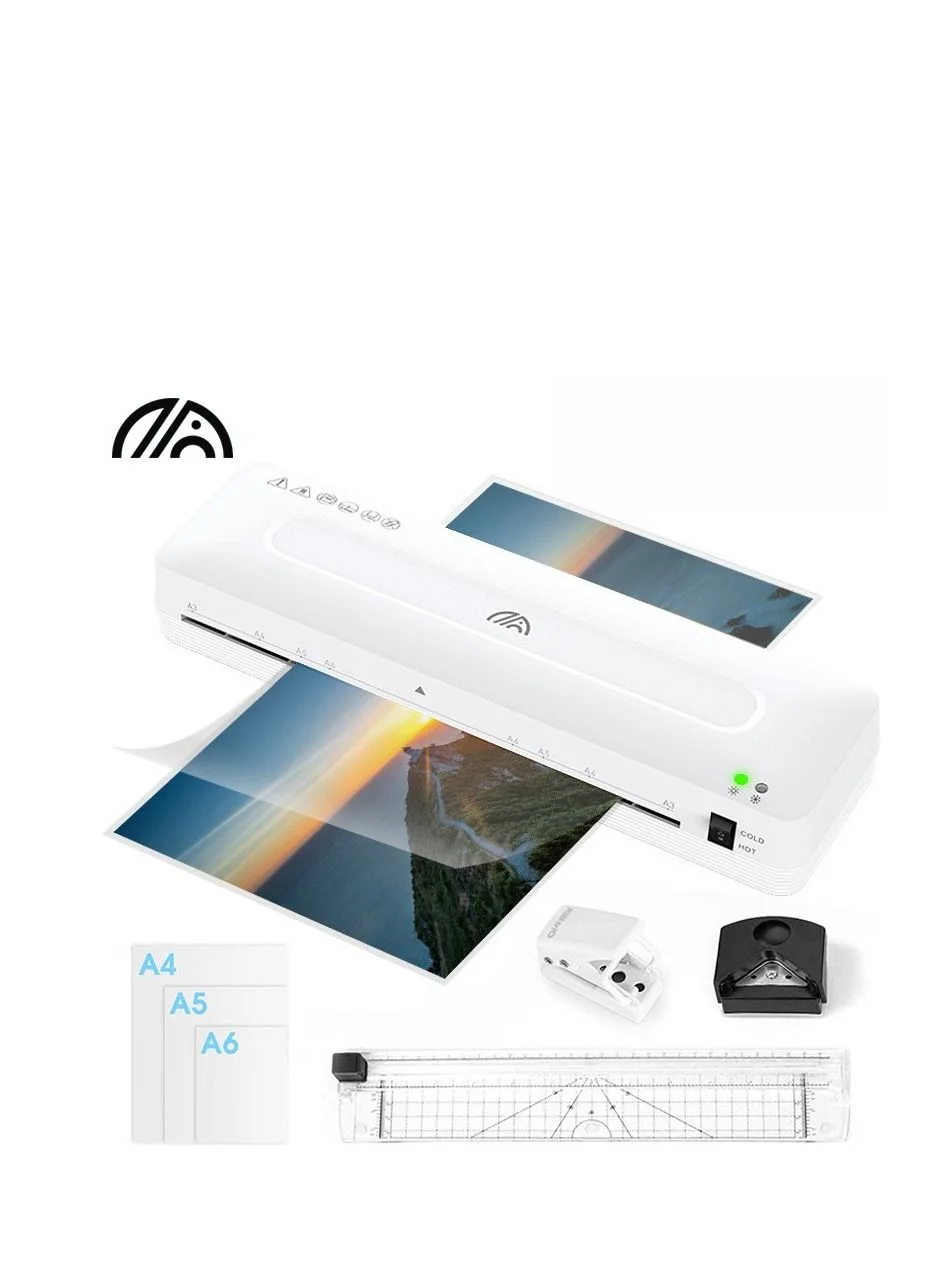 Bluejw 13-Inch Thermal and Cold Laminator Machine with 30 Pouches, Paper Cutter, and Corner Rounder for Office and Home (A3, 33 cm) 6bds7