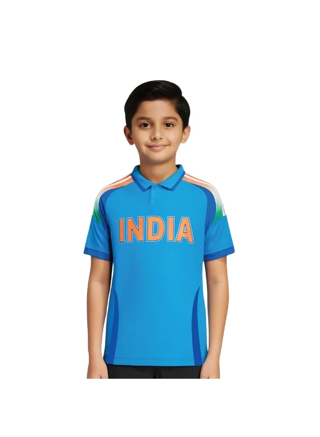 PRINTSHOP4ME Kids Dry-Fit Cricket Jersey Premium Breathable Sports T-Shirt (Blue, Small) 468uj