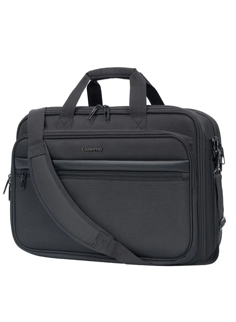 CABINPRO Premium Laptop Briefcase Water Resistant Expandable Business Shoulder Bag (Black, 17-inch) ne55c