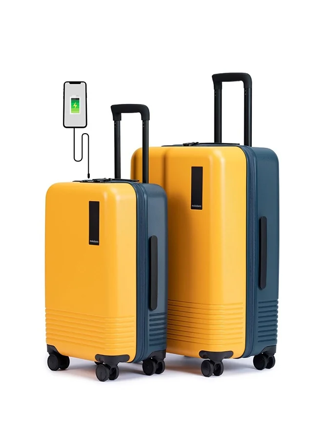 Premium Polycarbonate Luggage Set (2-Piece) Durable Hard Shell Travel Suitcase (Yellow, Set of 2) 2k86o