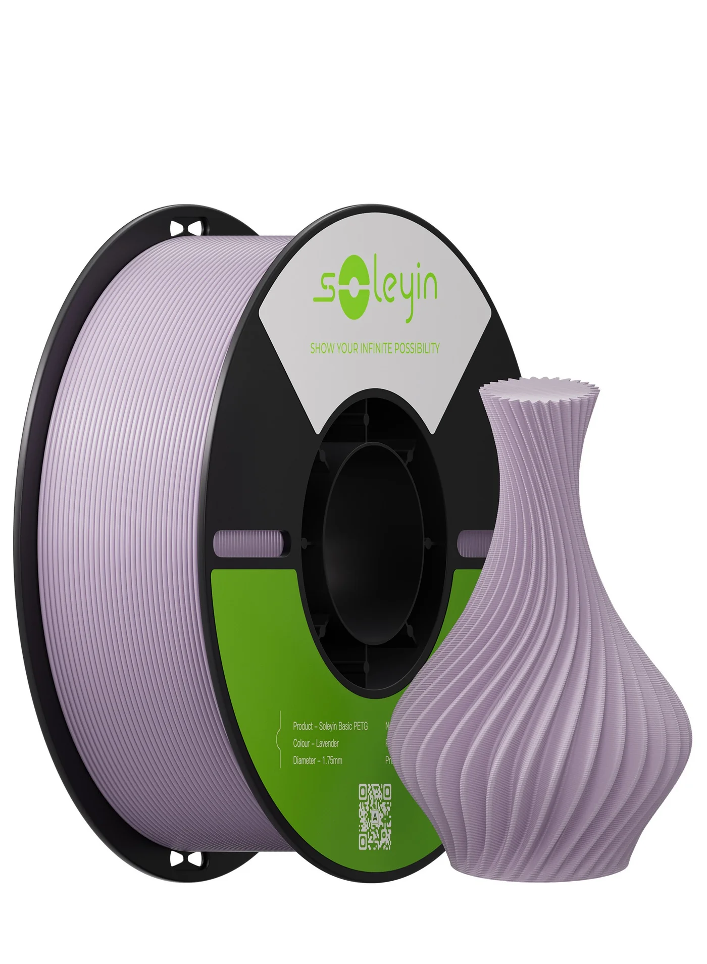 Soleyin PETG 3D Printer Filament 1.75mm High-Speed Professional Printing Material (Lavender, 1kg) i6gaa