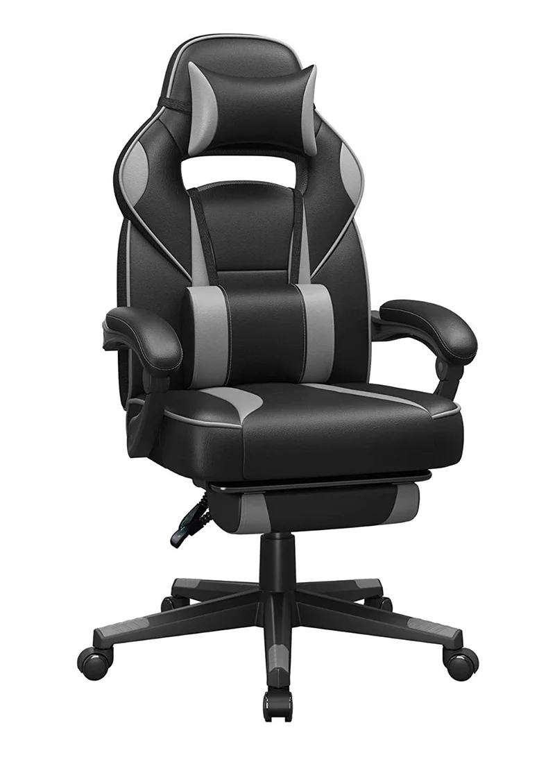 Premium Ergonomic Gaming Chair with Adjustable Lumbar Support and High-Density Foam (Black and Grey, 1 Unit) 740i2