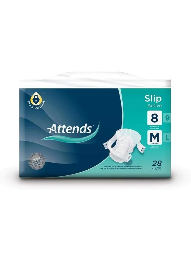 Attends Slip Active Incontinence Briefs (Size M, 28 Count) Premium Absorbent Protection for Unisex d6s35