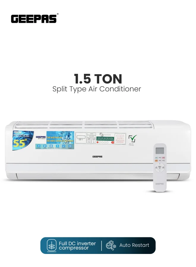 Geepas 1.5 Ton Split Inverter Air Conditioner with Golden Fin Protection and 4D Air Flow (White, 2400 W) dxauy