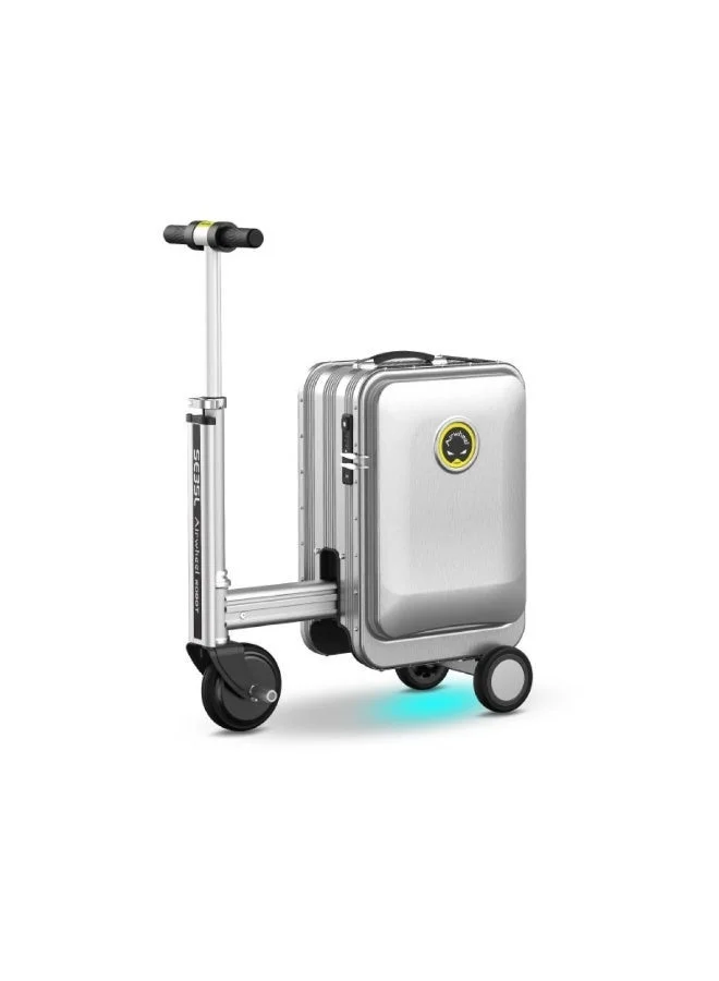 Smart Electric Riding Suitcase Premium Motorized Travel Luggage with Removable Battery (Silver, 20-inch) 1fpeg