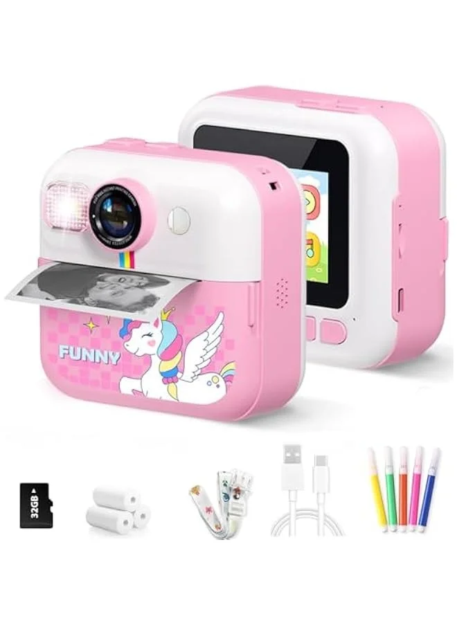 Beauenty Kids Instant Print Digital Camera Premium Educational Photography Toy (Pink) tp3ic