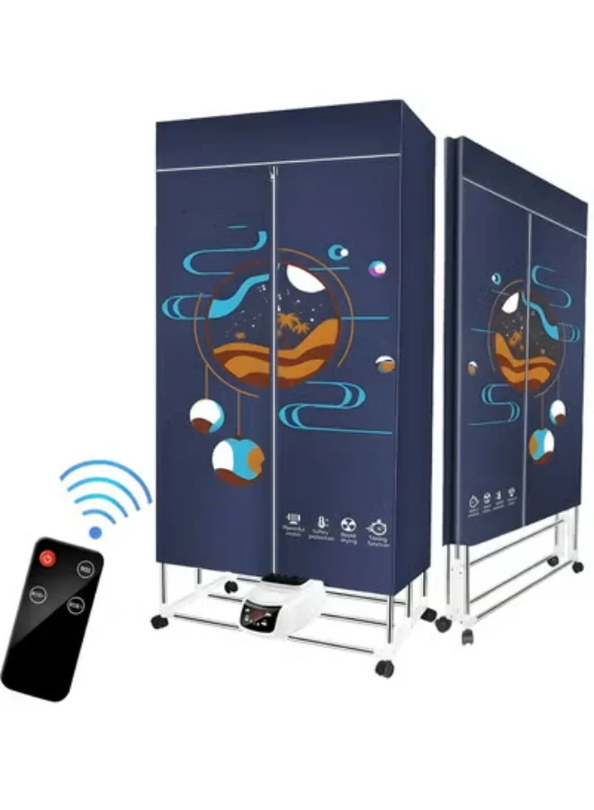 Beauenty Portable Electric Clothes Dryer, Foldable Laundry Drying Wardrobe with Remote Control, 1500W High-Efficiency Drying Rack for Home and Travel whkf7