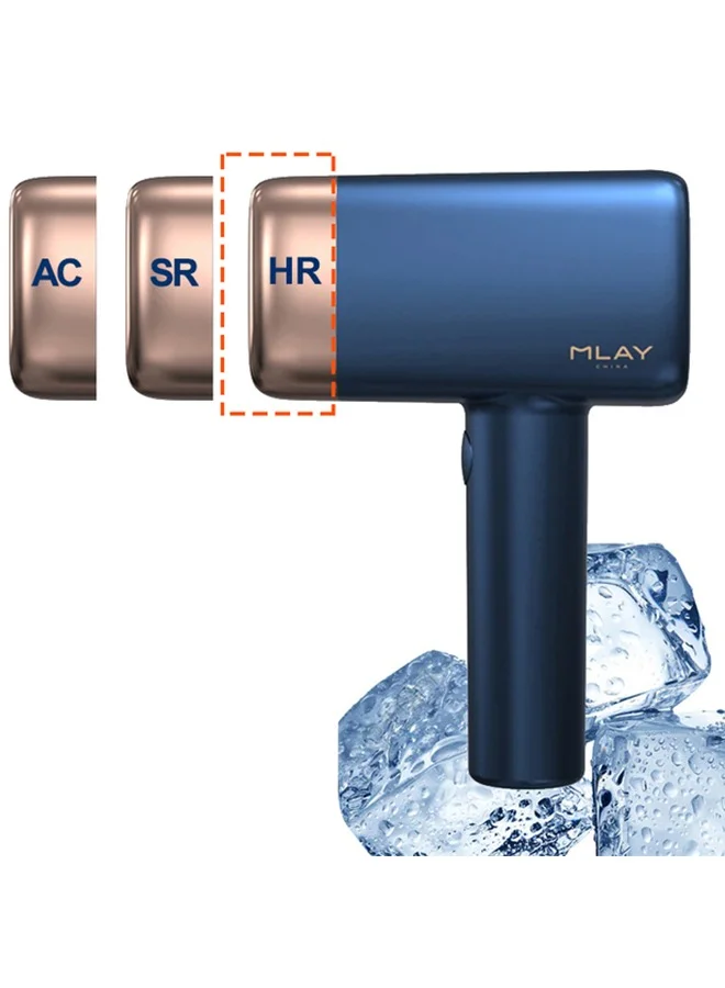 MLAY T14 Multi-Function Hair Removal Device with 3 Interchangeable Lenses for Skin Rejuvenation and Clarity (Dark Blue) abchr