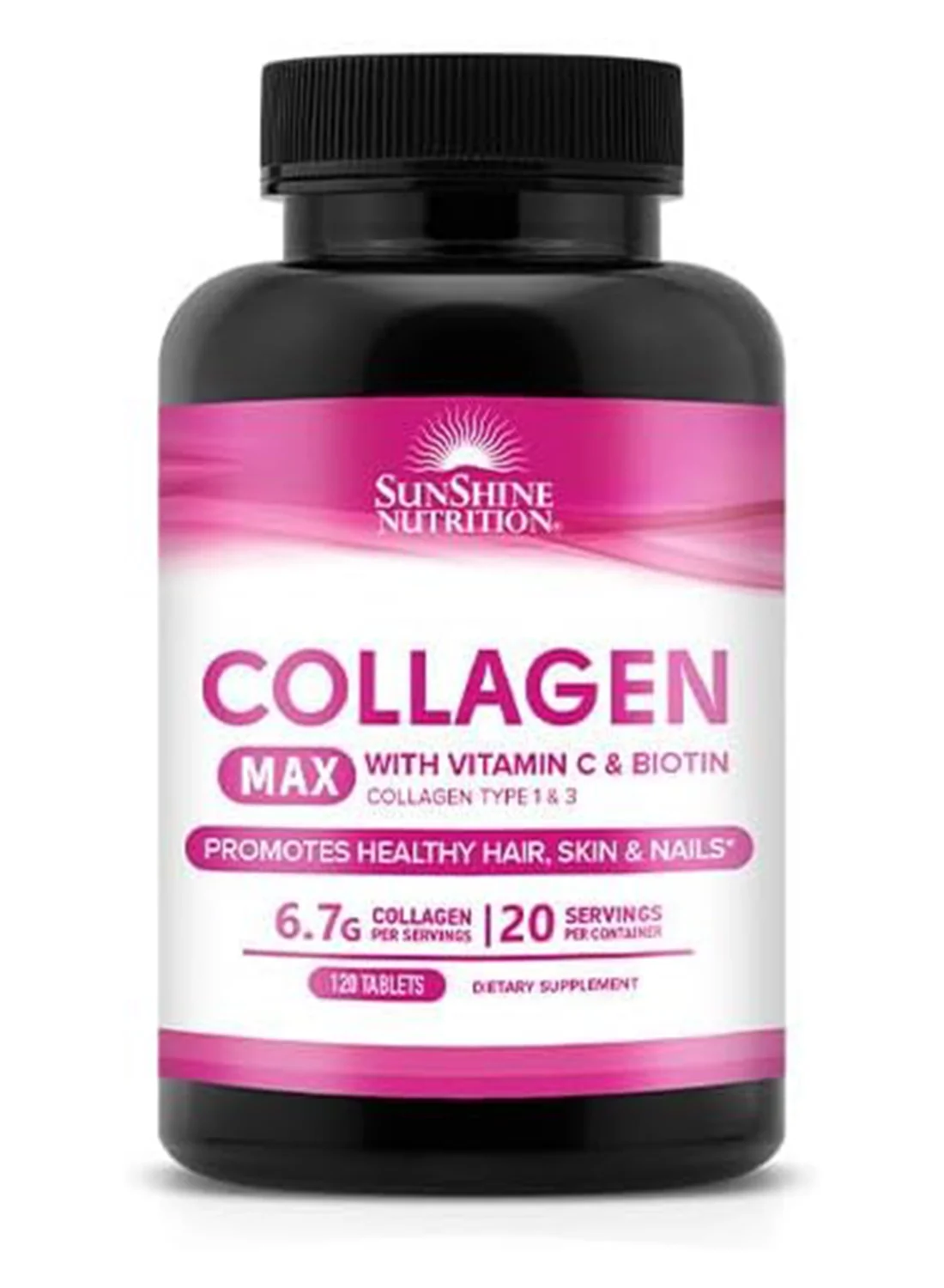 Sunshine Nutrition Collagen Max Tablets with Vitamin C & Biotin for Skin Hair and Nails (120 Tablets) gydsc