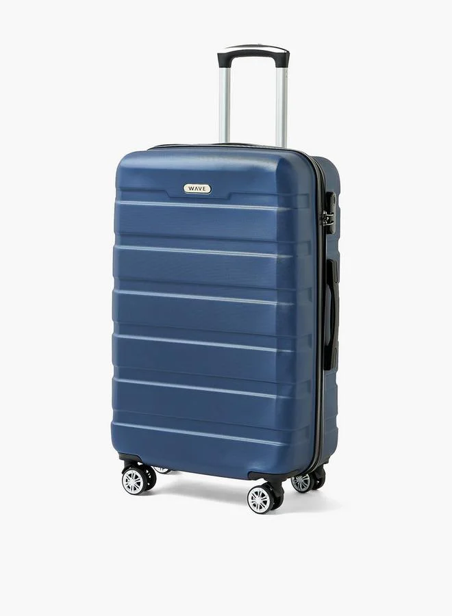Wave Textured Hardcase Luggage Trolley with Retractable Handle (24 Inches, Check-In Suitcase) giz02