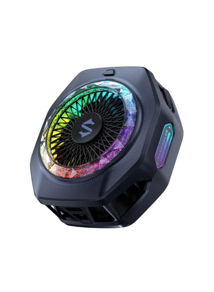 Magnetic Phone Cooler 35W Ultra-Cooling Gaming Fan with RGB LED and Smart Temperature Control (Black, Universal) yadwl