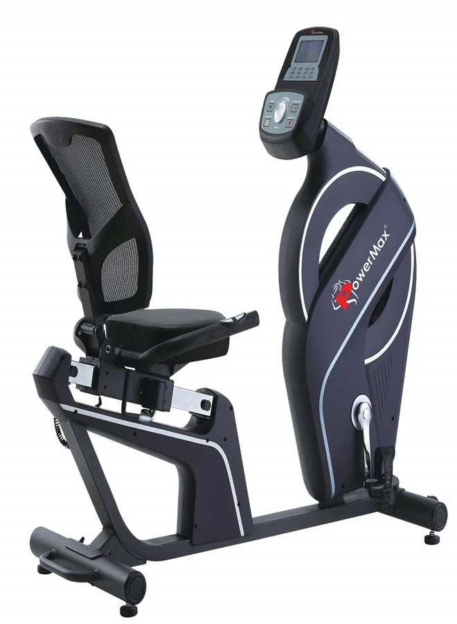 Premium Recumbent Exercise Bike with Hand Pulse and 9kg Flywheel for Home Cardio Training (Black) luskd