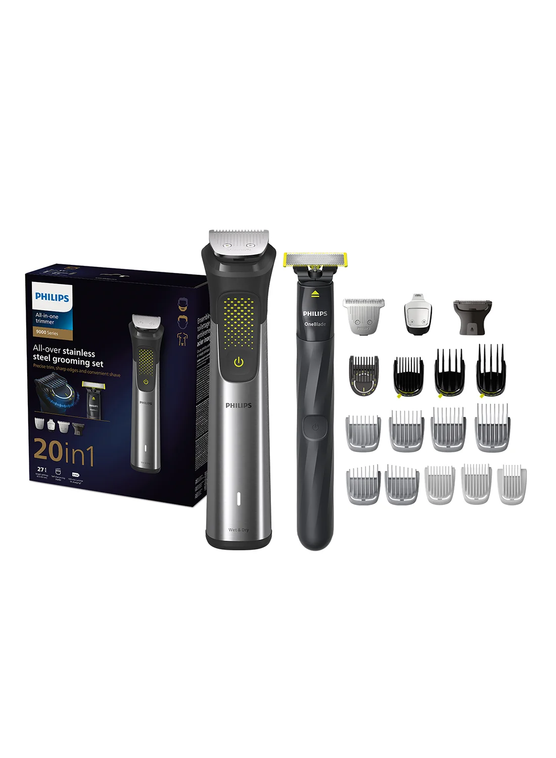 Professional All-in-One Grooming Kit 20-in-1 Face Hair and Body Trimmer (Black, 1 Kit) 78vfz