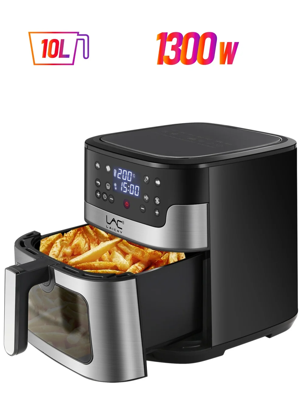LAC 10L Large Capacity Air Fryer Stainless Steel Countertop Oven with 10 Presets and 360¡ã Turbo Airflow Technology (10 L) vjc5h