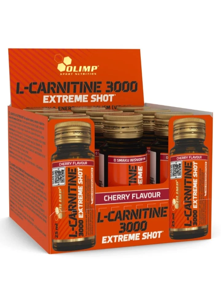 Olimp L-Carnitine 3000 Shot Liquid Supplement Cherry Flavor (9 x 20 mL) kwlay