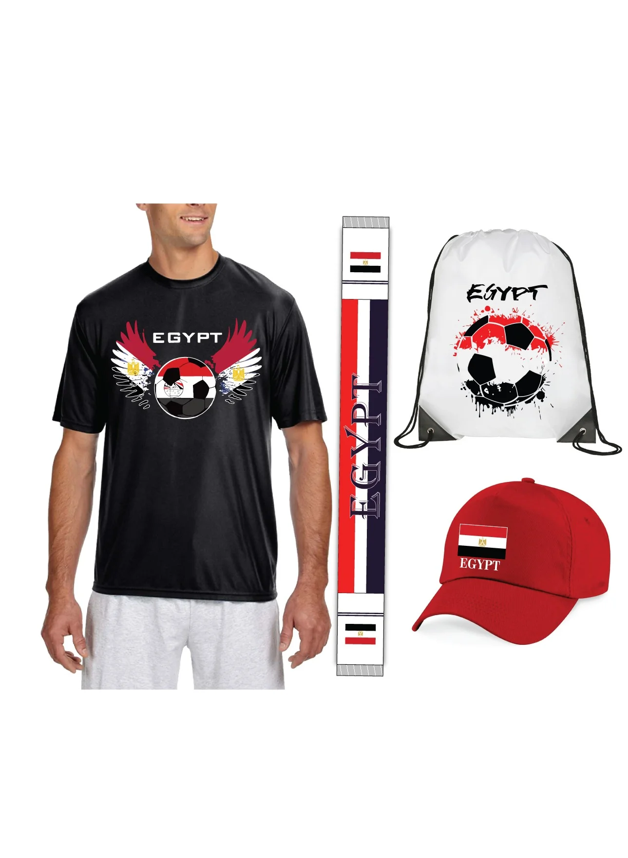 Premium Egypt Soccer Dry Fit Jersey T-Shirt Breathable Athletic Sportswear (Unisex, Pack of 2) 6dxu8