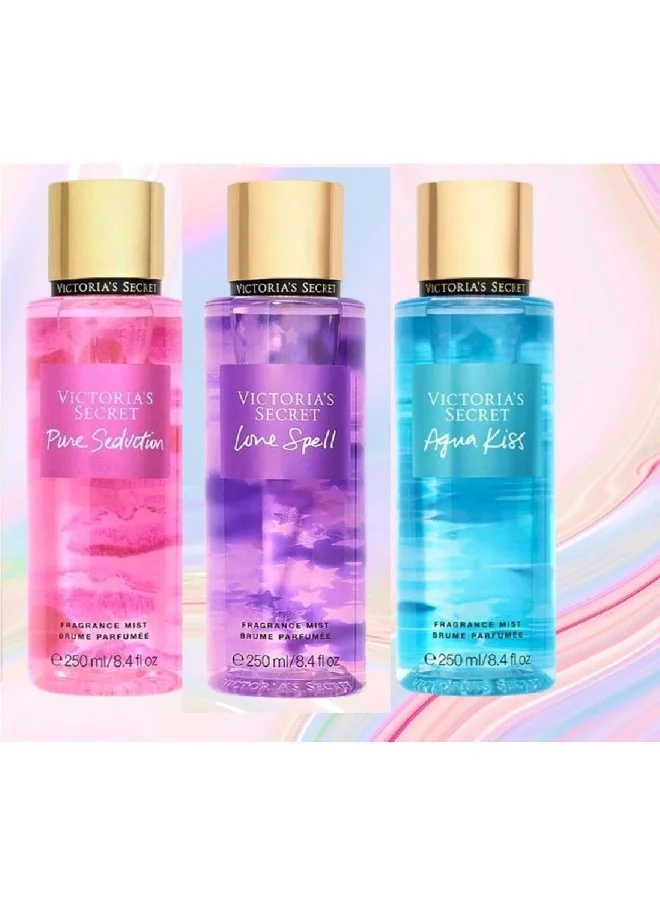 Premium Fragrance Body Mist Collection Floral Scented Spray Set (3 x 250 mL) 4wdua