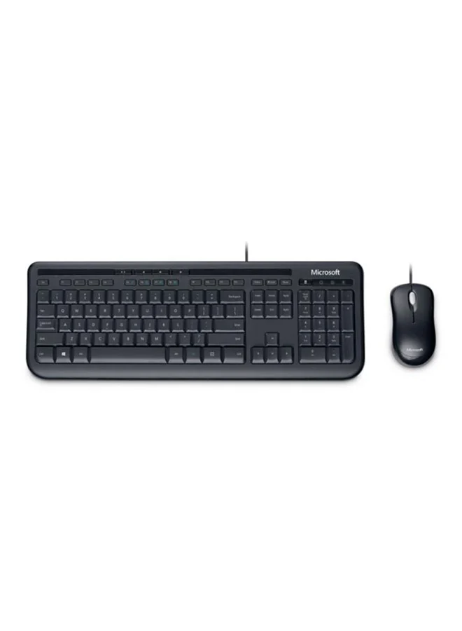 Professional USB Keyboard and Mouse Set English/Arabic Layout (Black, Standard Size) eq3h9