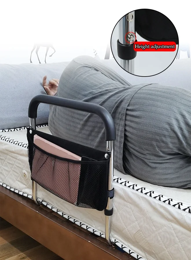 DUNISO Bed Rail for Elderly Adults, Adjustable Height Safety Support with Storage Bag, Non-Slip Base, Premium Sturdy Steel Construction (1 Piece) la5j8
