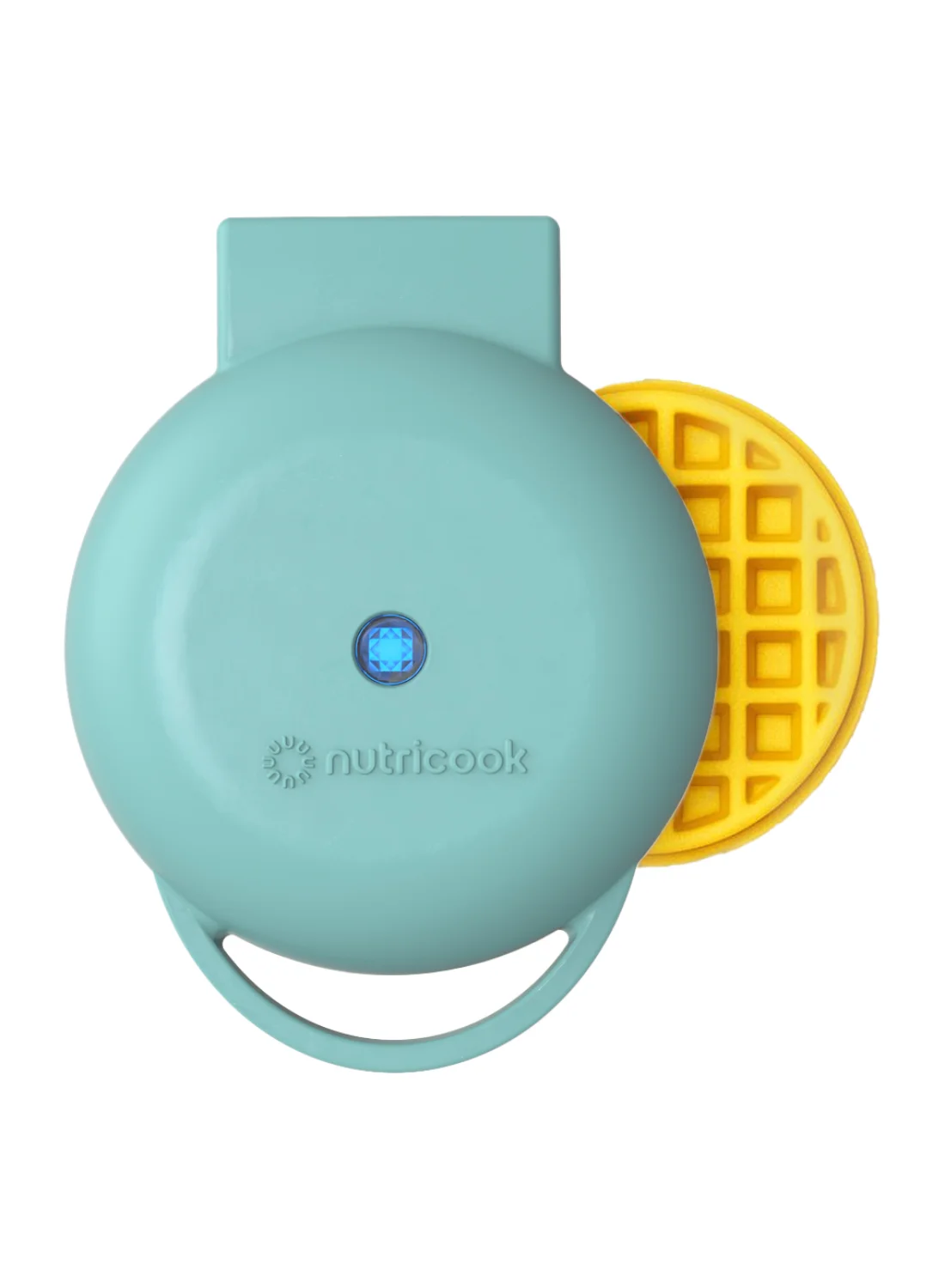 Nutricook Mini Waffle Maker Ceramic Coated Non-Stick Quick Heating 420W (Aqua) z7x32