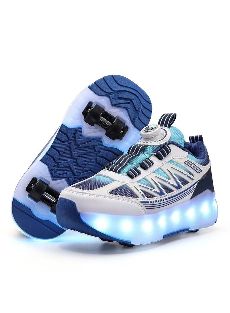 HFXC Roller Skates Shoes for Kids LED Light Up Rechargeable Sport Sneakers (Synthetic Fibre, Unisex) 90zsx