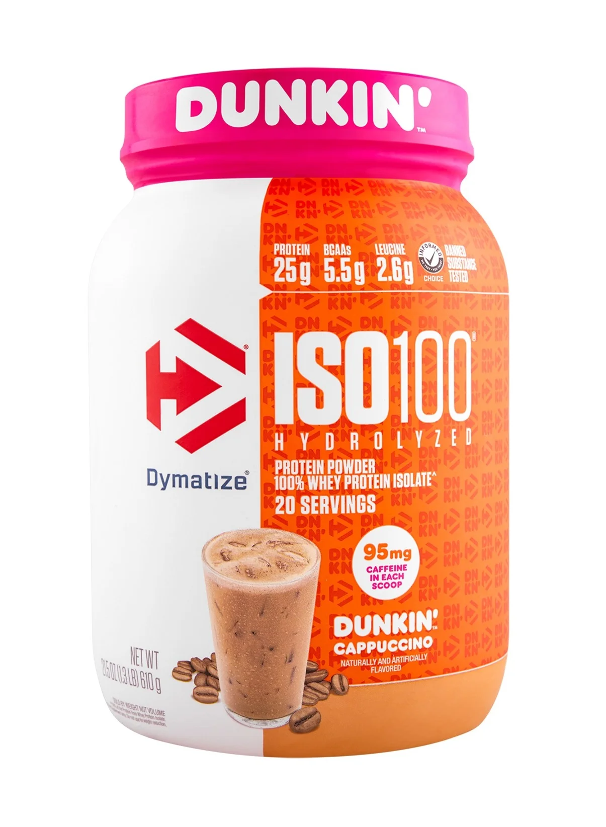 Dymatize Iso100 Whey Protein Isolate Powder Premium Cappuccino Flavor (20 Servings, 600g) q787s