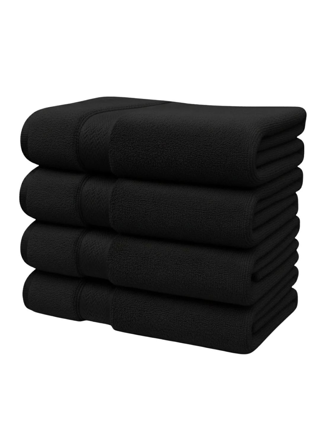 1Chase Premium Bath Towels Set Combed Cotton Highly Absorbent Quick Drying (Black, 70x140 cm, 4-Pack) gcob7