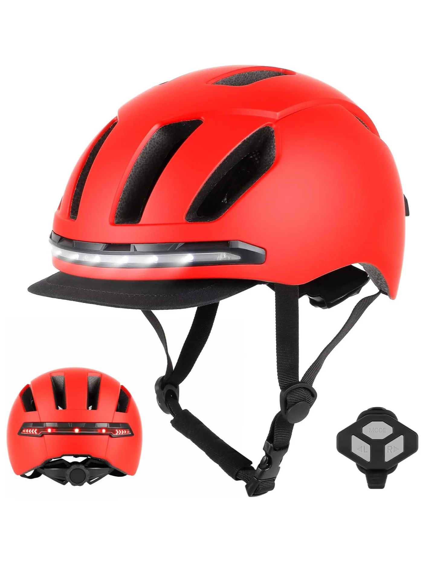 ULIP Smart Bicycle Helmet with Integrated LED Lights and Detachable Visor for Cycling and Commuting (Adults, One Size) 10kbo