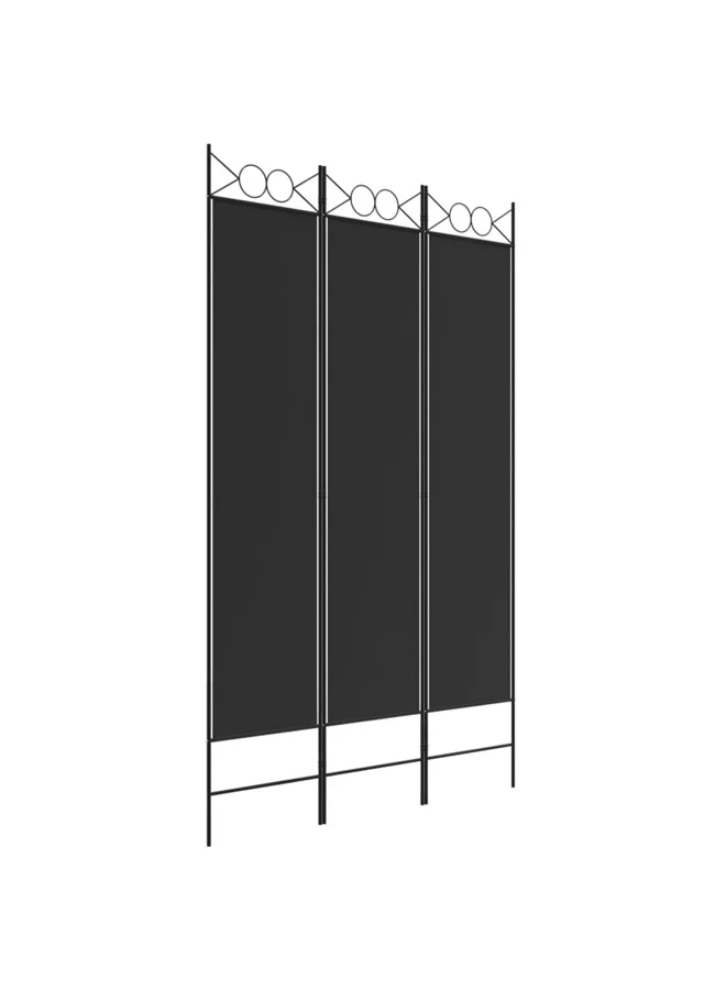 VidaXL 3-Panel Room Divider Privacy Screen Foldable Fabric Partition (Black, 120x200 cm) 672c6