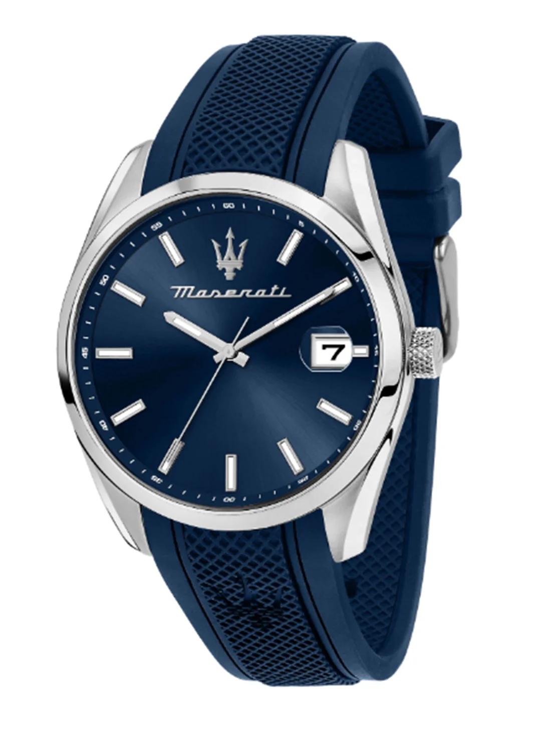 Premium Men's Sunray Dial Silicone Strap Watch (Blue, 43 mm) z05ve
