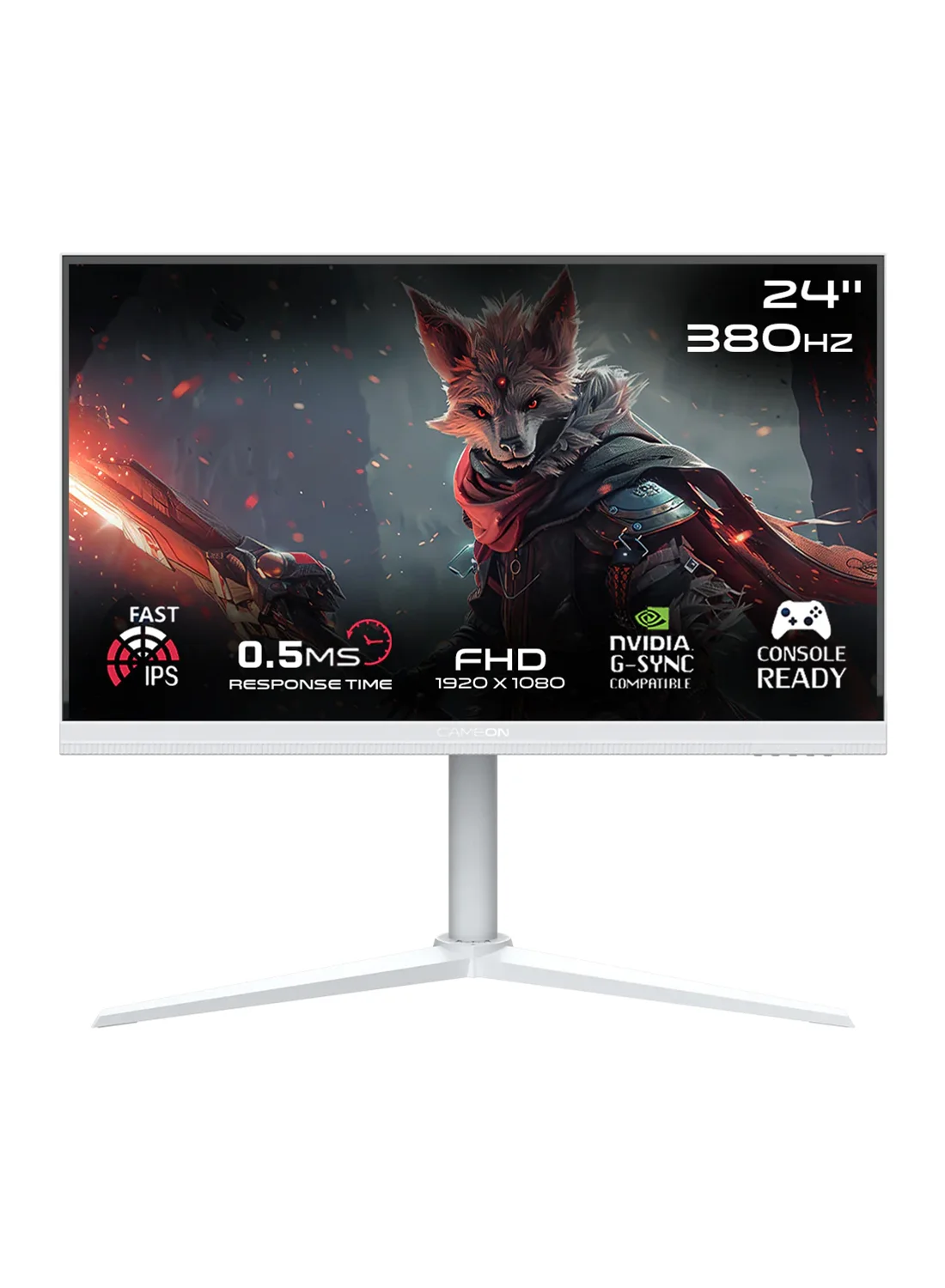 GAMEON Artic Pro-Series 24-Inch FHD Gaming Monitor (1920x1080) Fast IPS 380Hz 0.5ms Response Time HDMI 2.1 (White) qdngl