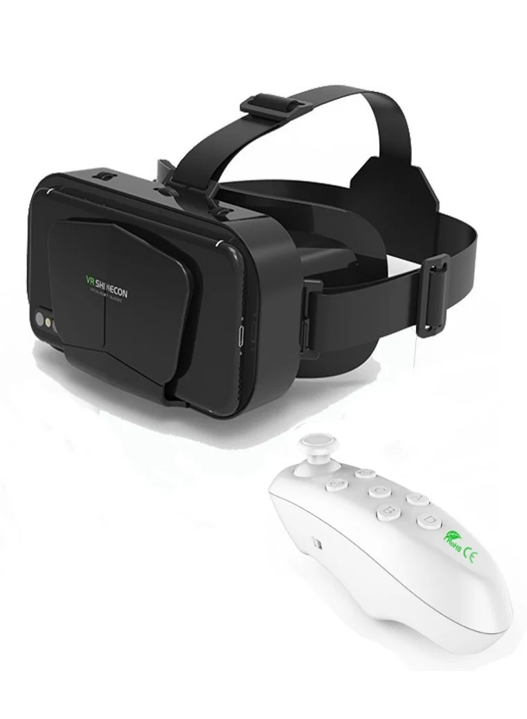 VR SHINECON 3D Virtual Reality Headset Immersive Gaming Goggles with Controller for Smartphones (Universal Fit) 1eser