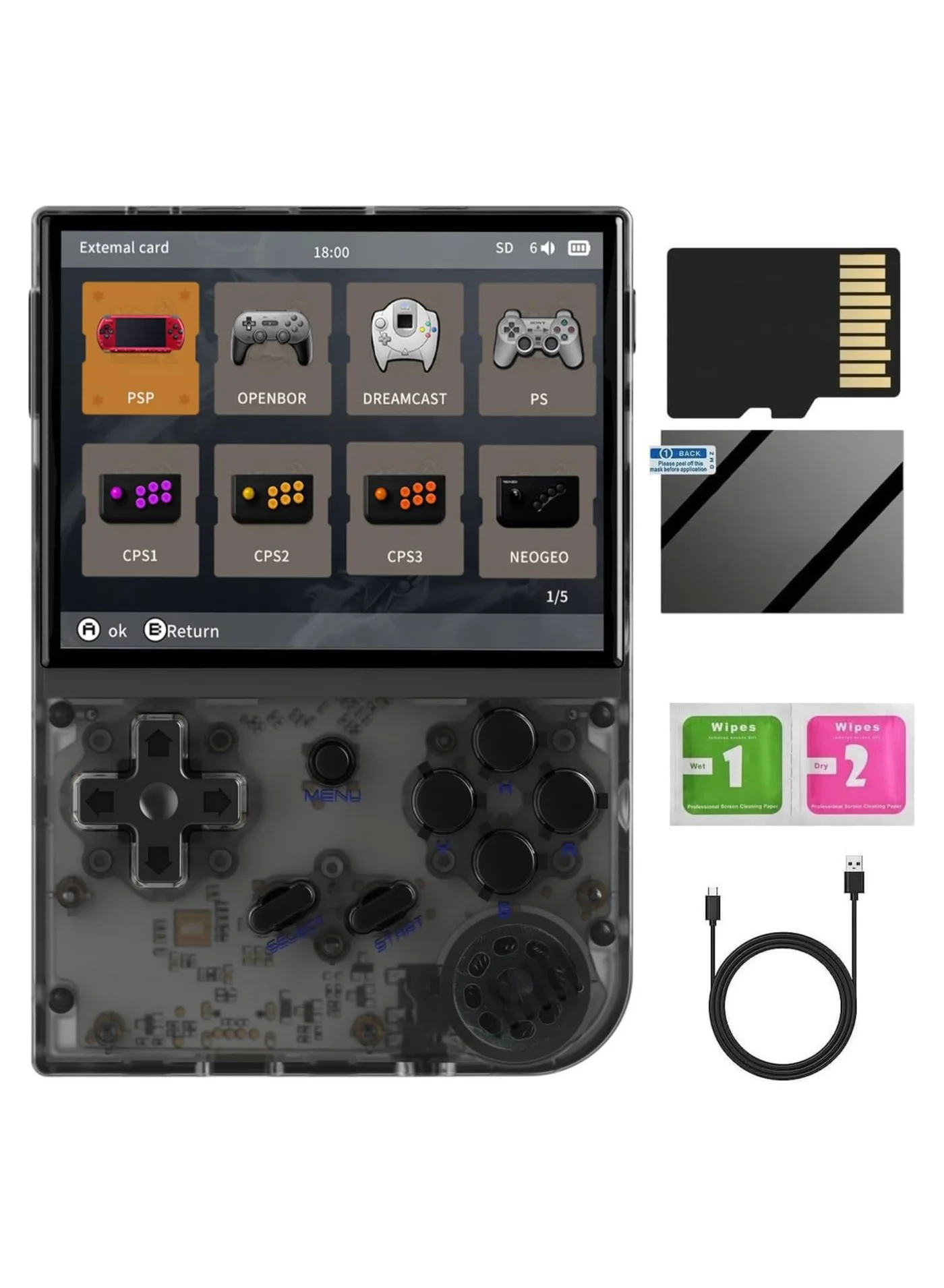 ANBERNIC RG35XX Retro Handheld Game Console 3.5-inch IPS Display Portable Gaming System (64GB) b8vq1