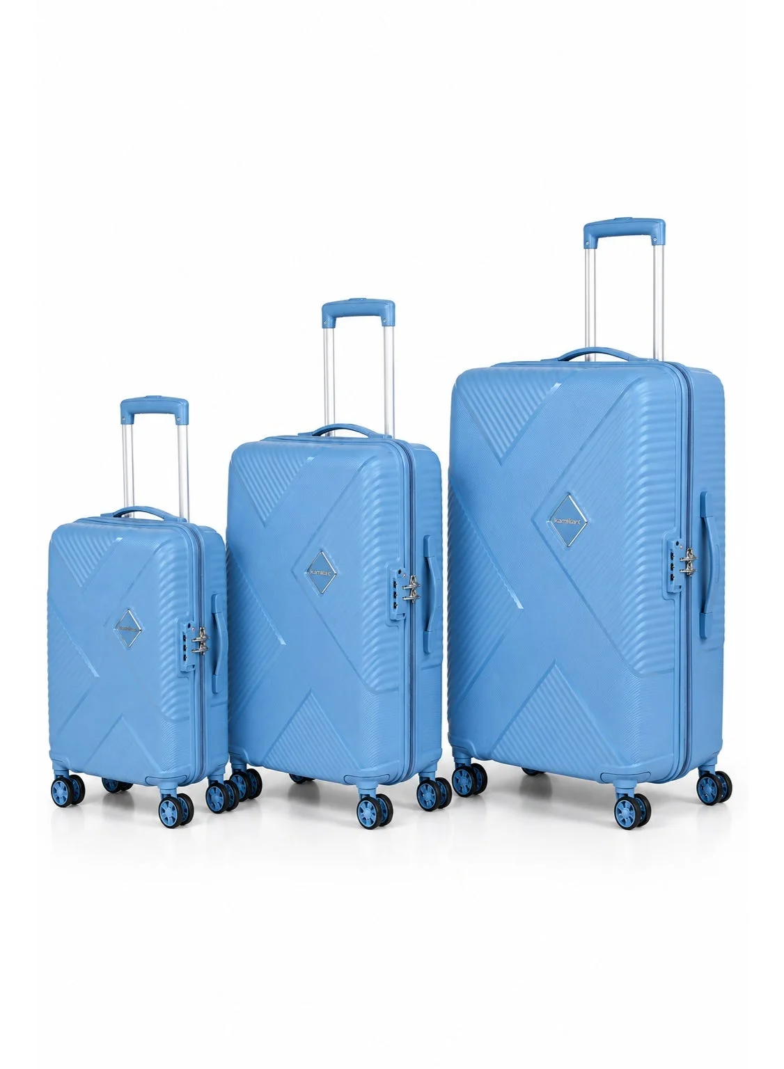 Endevour 3-Piece Spinner Luggage Set (55 cm, 68 cm, 79 cm) Hard Shell Polypropylene Travel Suitcase with TSA Lock (Mystic Blue) wcjja