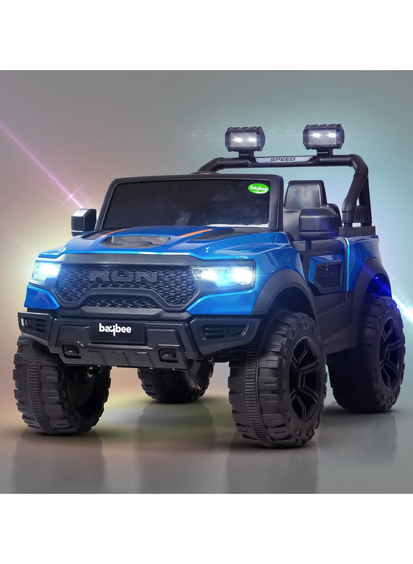 BAYBEE Electric Ride-On Jeep for Kids with LED Lights and Music System (Blue, 12V Rechargeable) mhv3j
